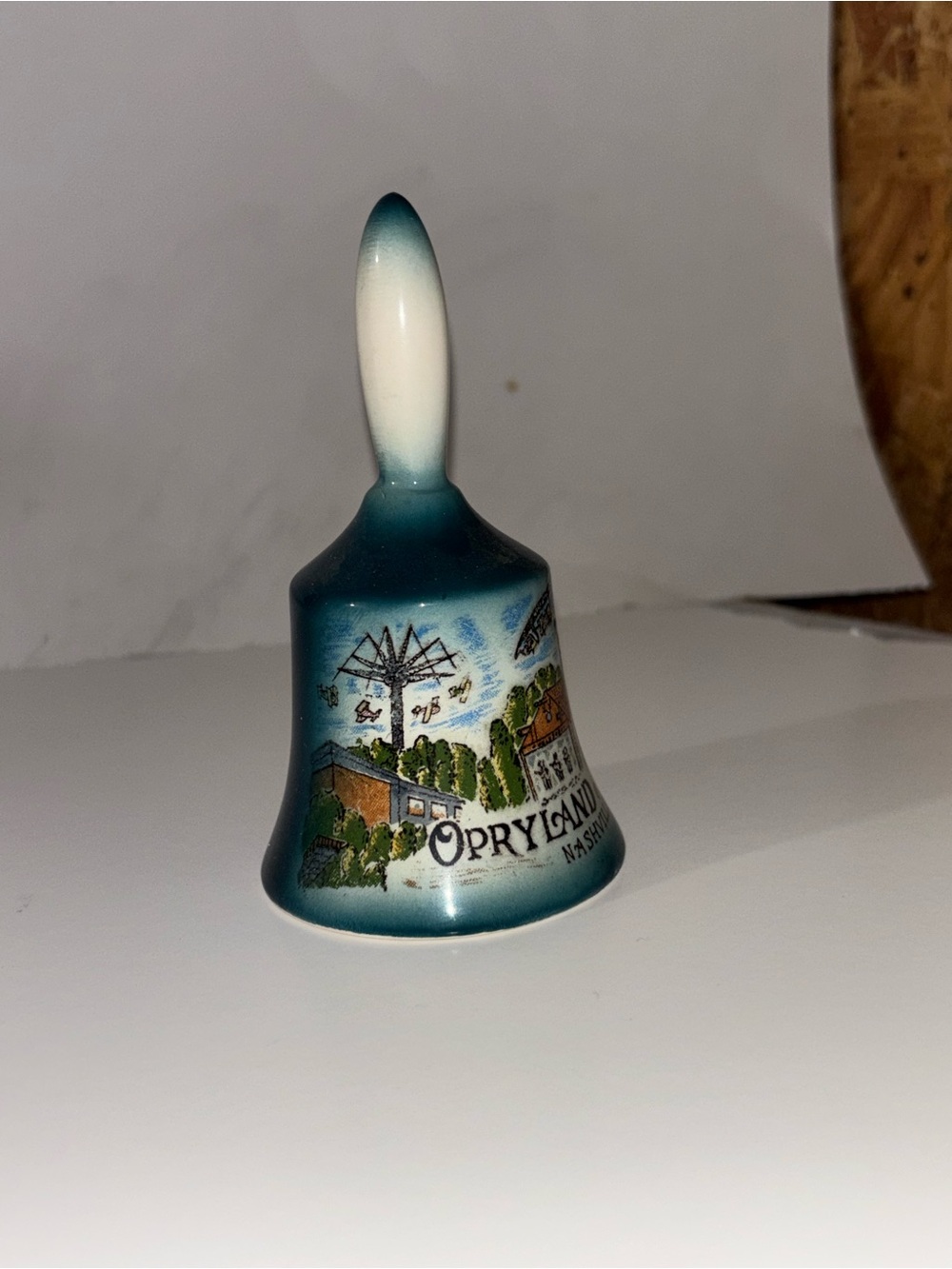 Opryland Souvenir Decorative Bell - Teal and White